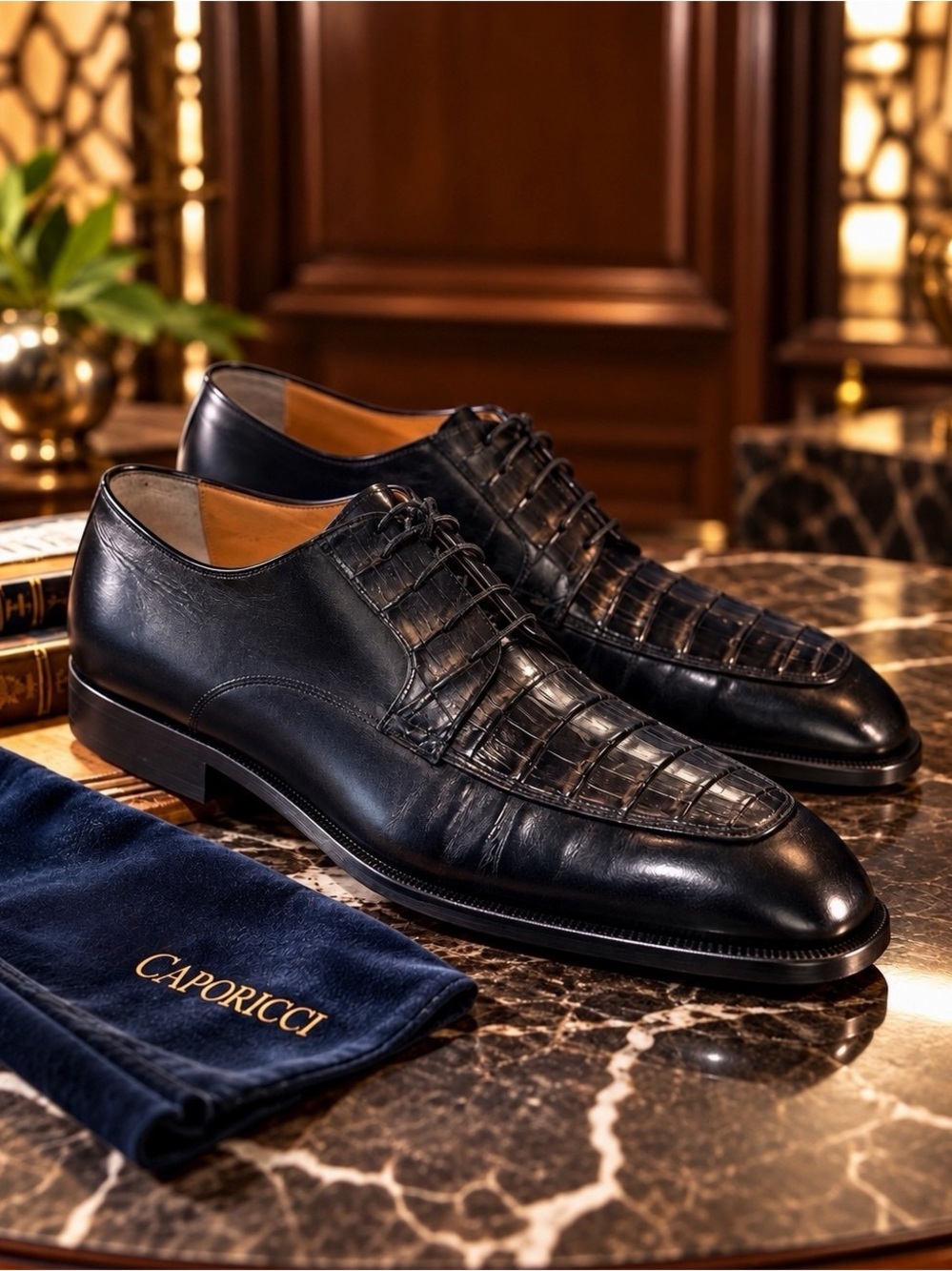 Caporicci Linea Blue Genuine Crocodile Oxford Shoes Men’s 12 Made Italy